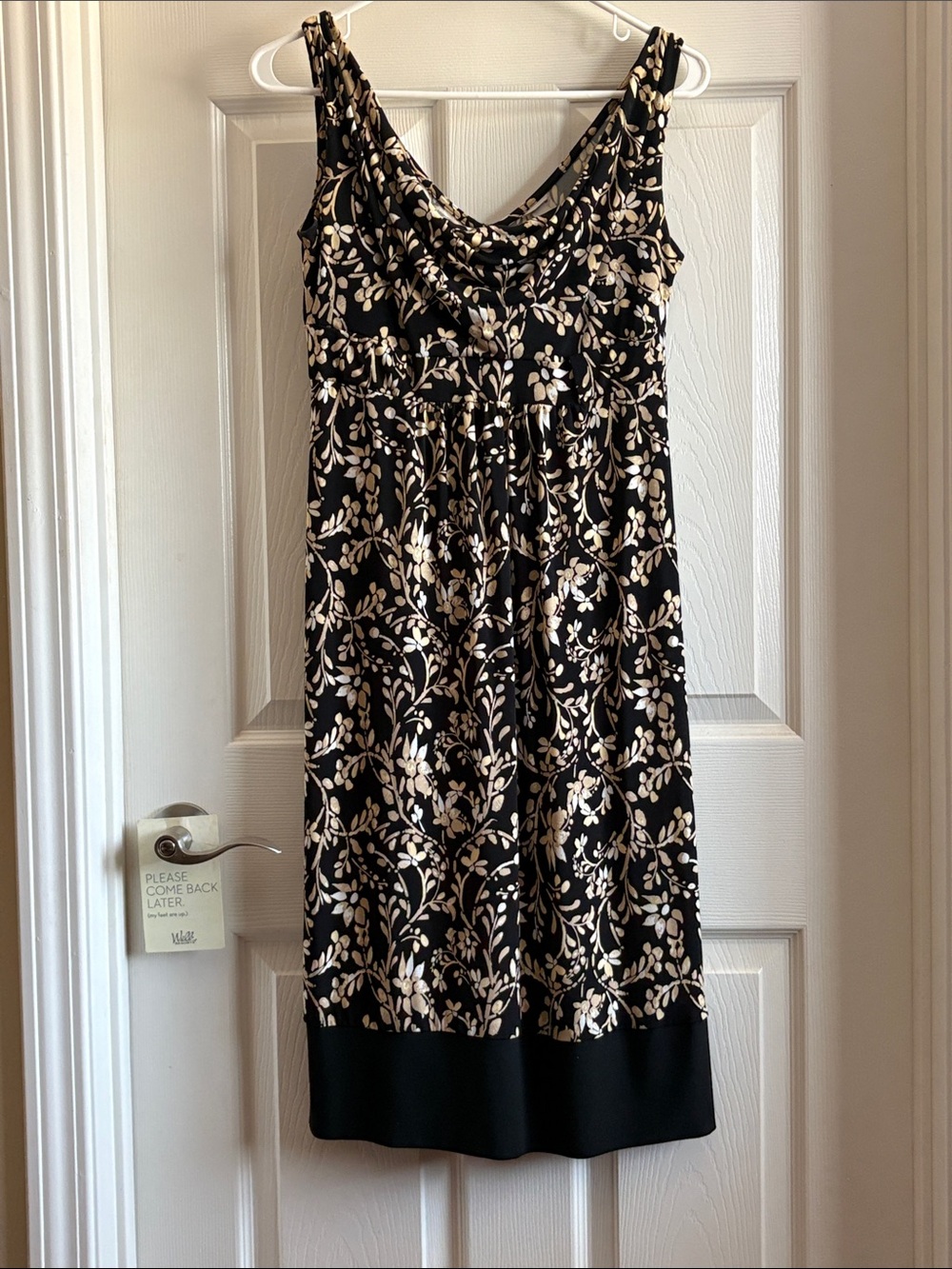 Unlisted Black and Cream Floral Cowl Neck Midi Dress